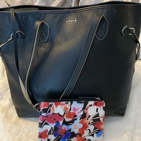 Lodis Bliss Leather Tote with Wristlet, Black - Picture 3 of 7